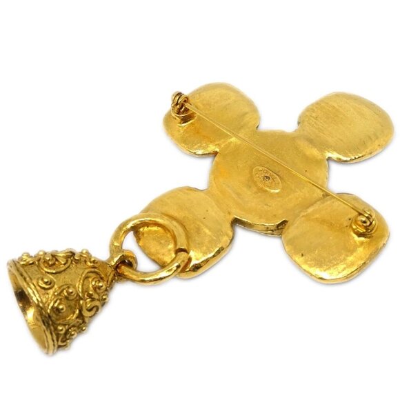 Chanel Gripoix Brooch Pin Gold Red 94A 176510 - Picture 2 of 4